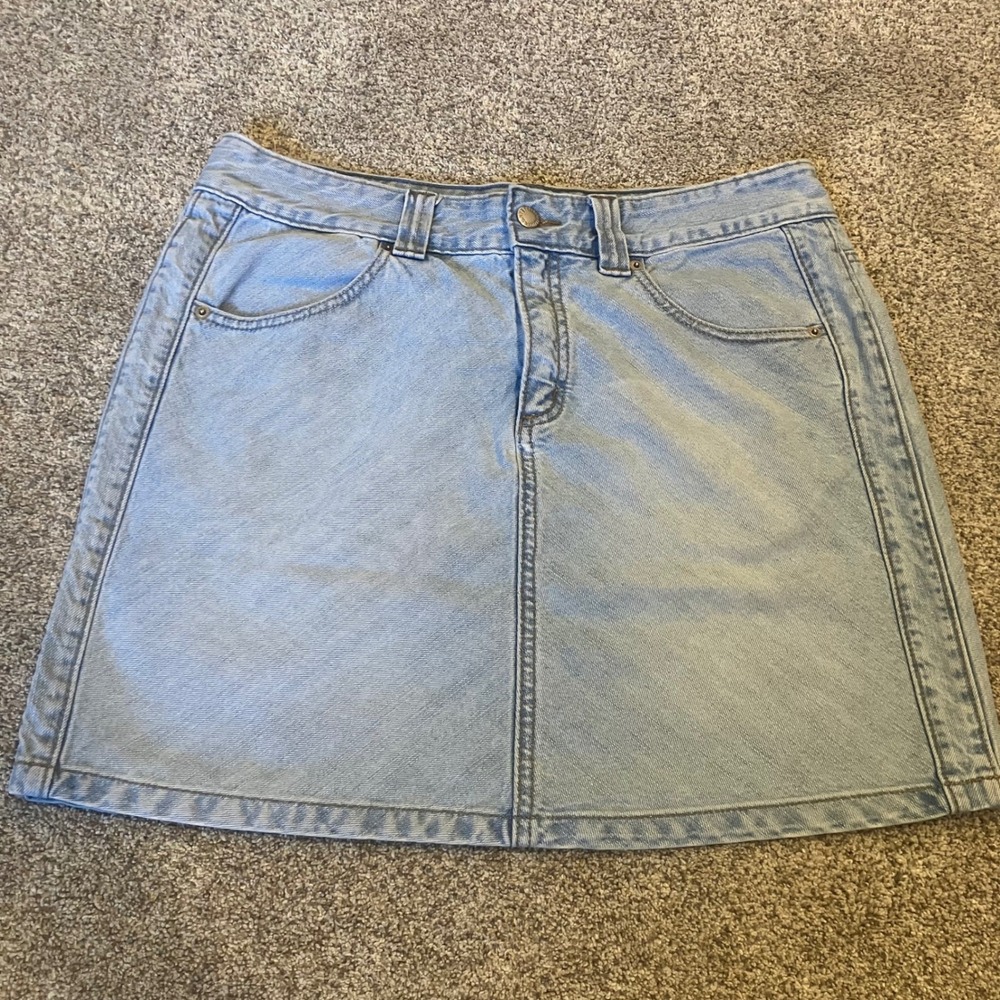 Banana Republic Factory Blue Denim Mini Skirt Womens 12 Light Wash Cotton A-Line